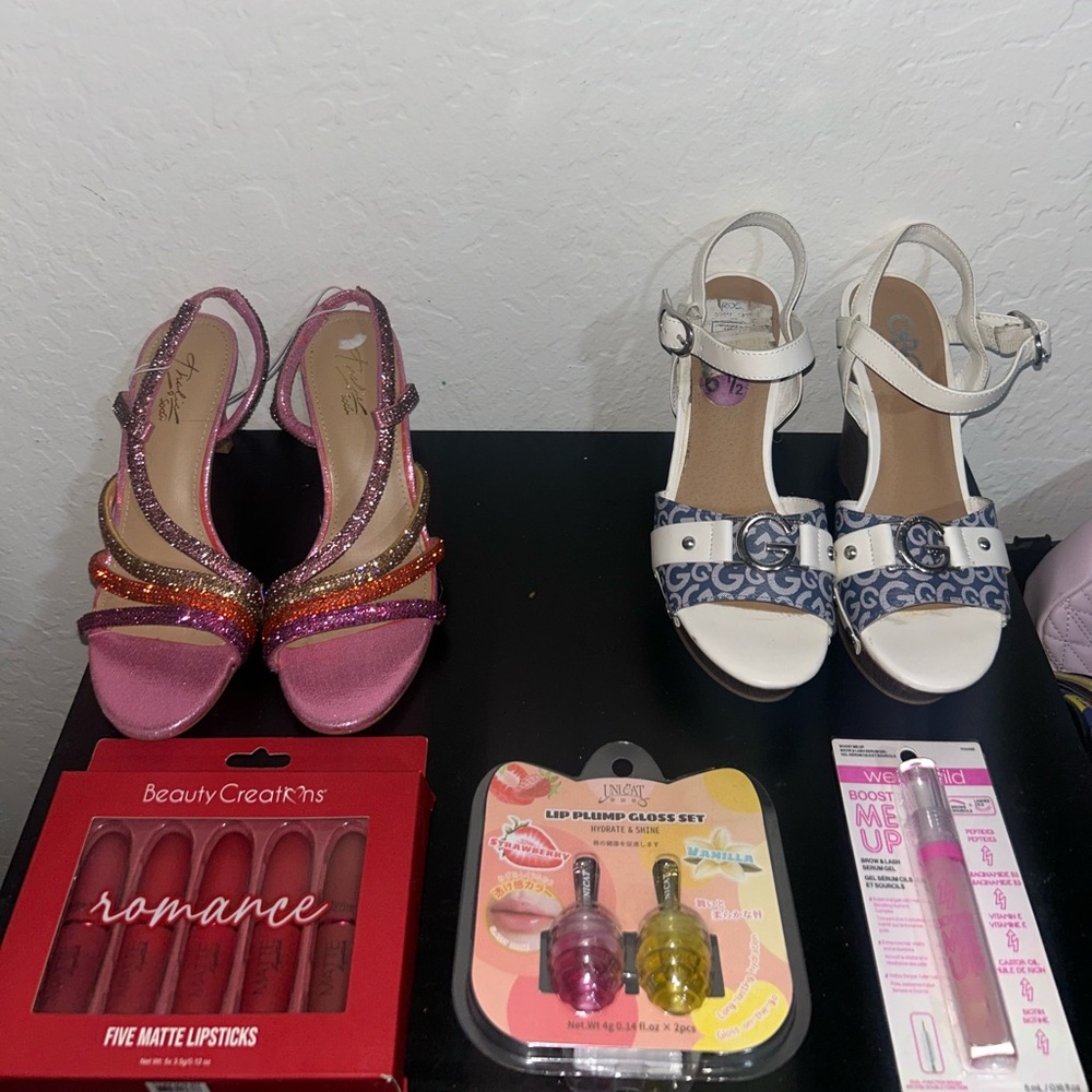 Elegant Pink and White Heels